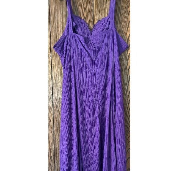 Vintage 80s David Rose Dress Purple Beaded Sequined Crinkle Bolero - 22W - Picture 4 of 7